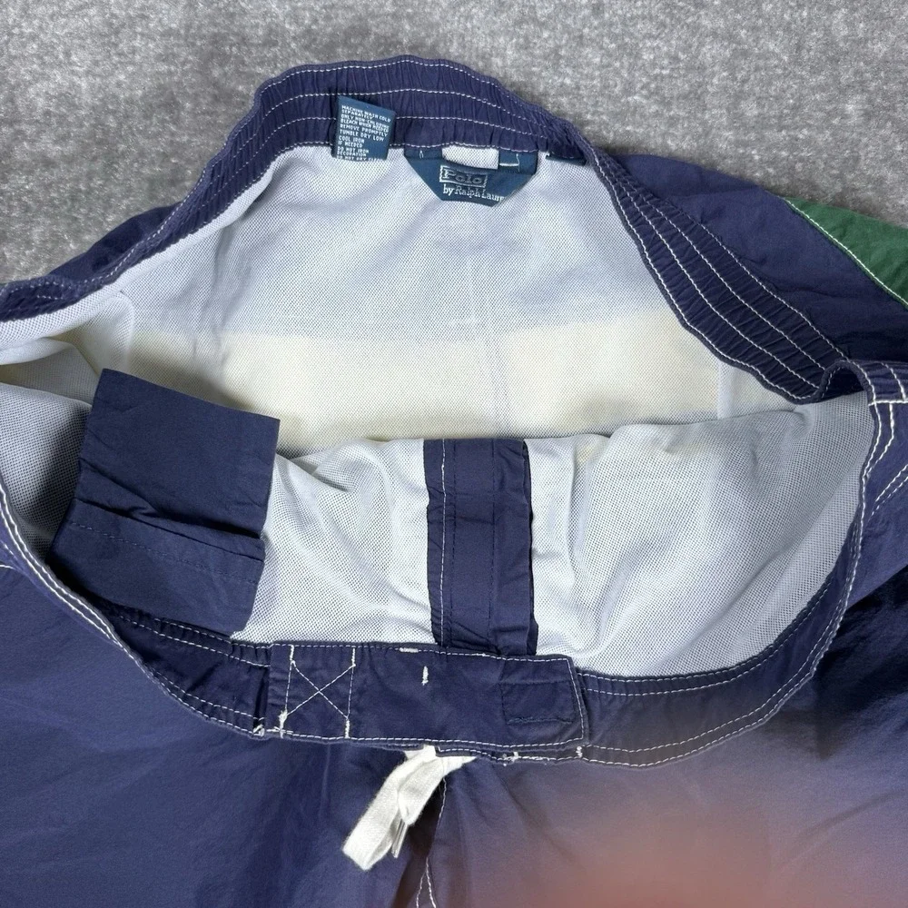 Polo‎ Ralph Lauren Swim Trunks Men's XXL Blue Colorblock Crest Big Pony Pockets